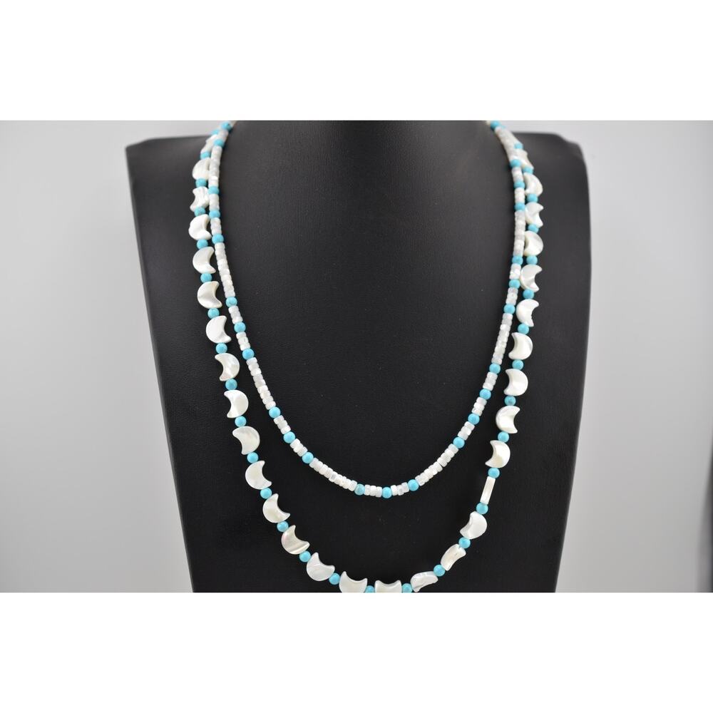 Navajo Mary W Roanhorse Handmade Turquoise and MOP Necklace Set